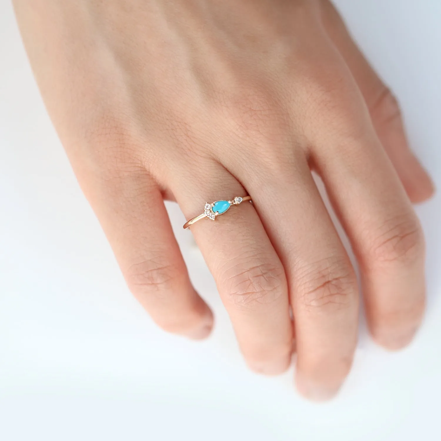 Pear Cut Turquoise Diamond Ring