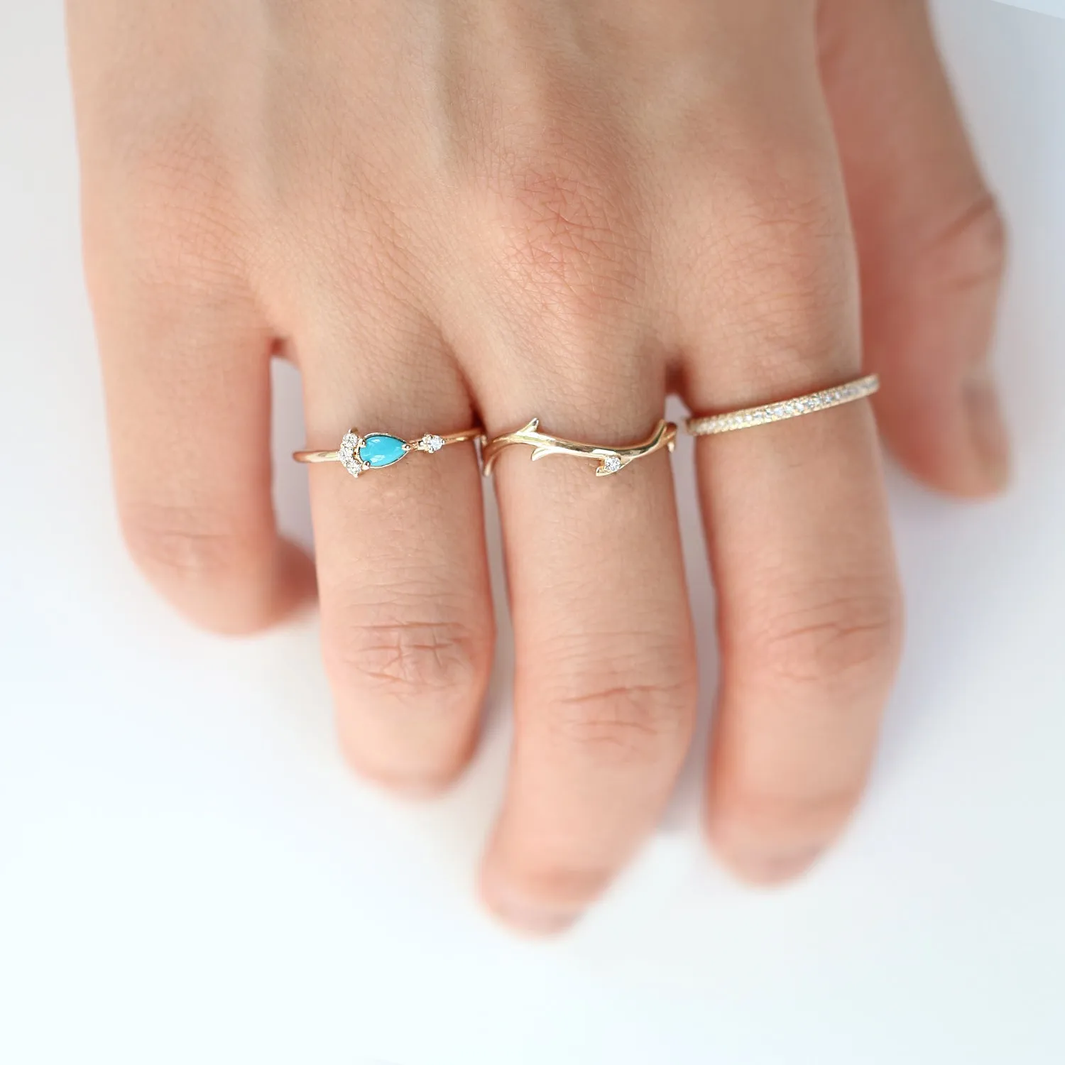 Pear Cut Turquoise Diamond Ring