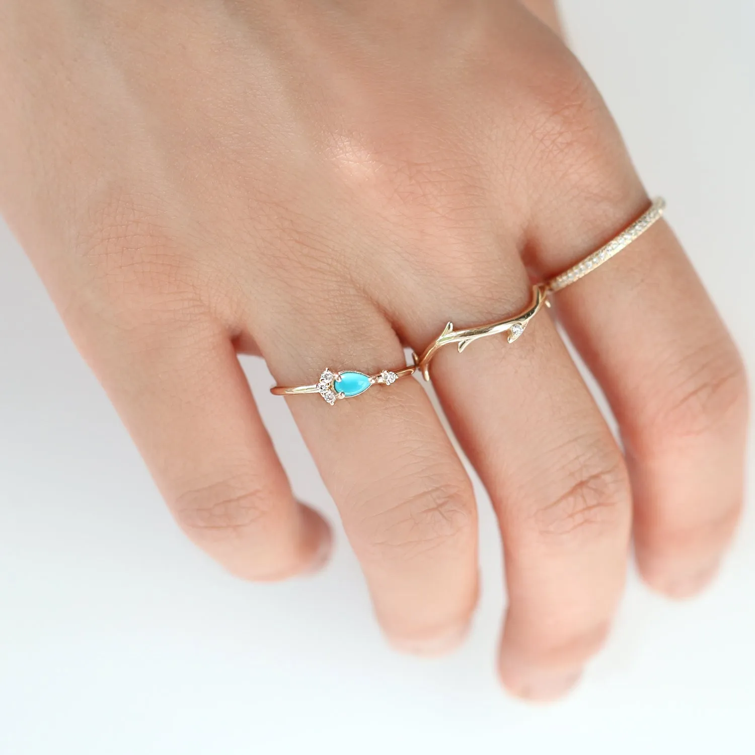 Pear Cut Turquoise Diamond Ring