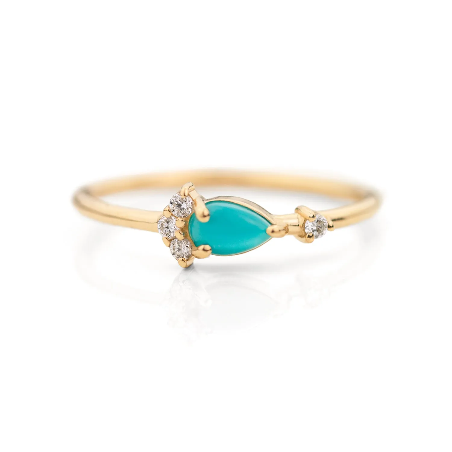 Pear Cut Turquoise Diamond Ring