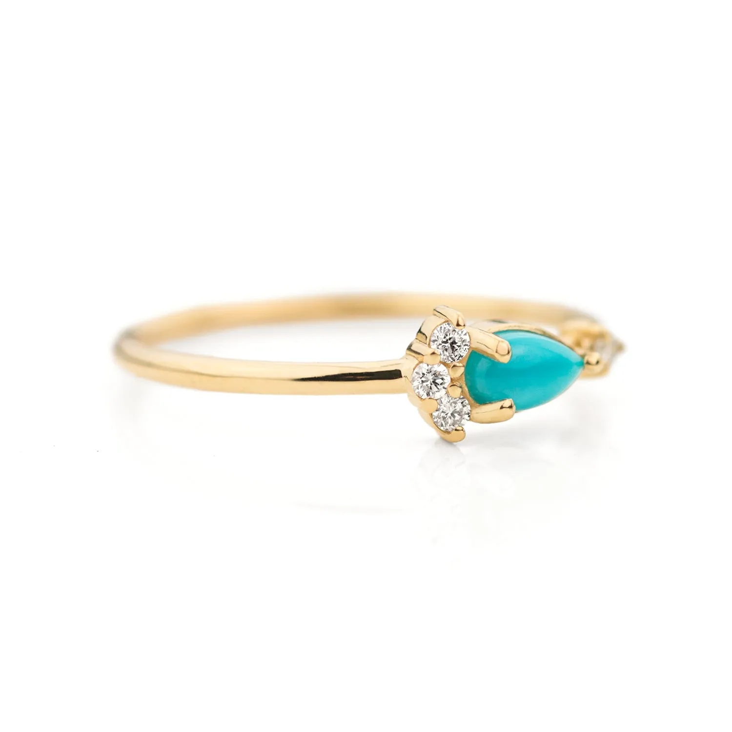 Pear Cut Turquoise Diamond Ring