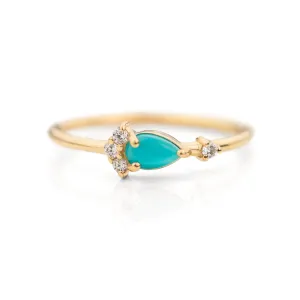 Pear Cut Turquoise Diamond Ring
