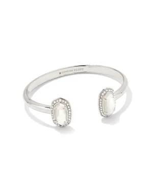 Pearl Beaded Elton Bracelet in Rhodium Ivory Mother of Pearl