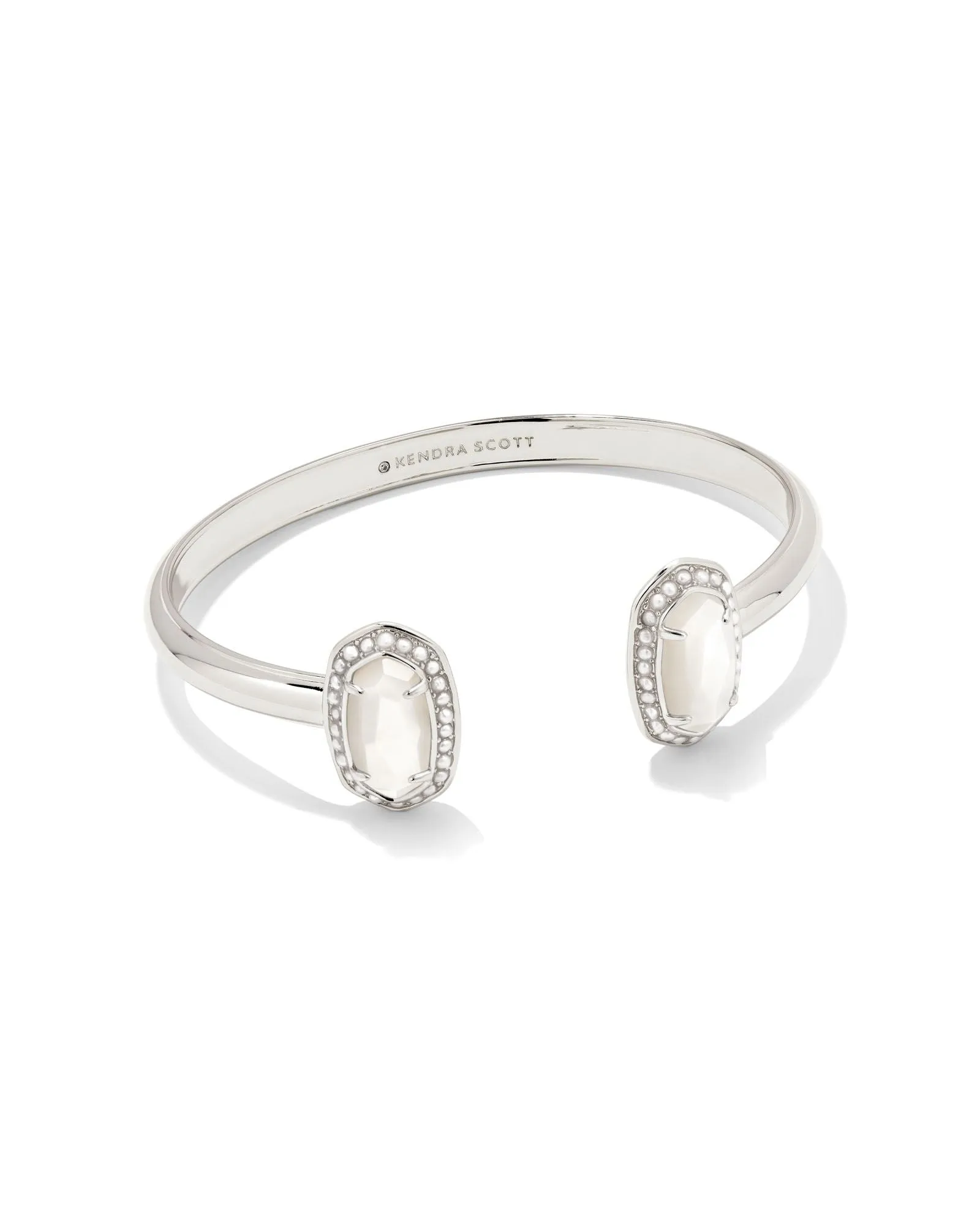 Pearl Beaded Elton Bracelet in Rhodium Ivory Mother of Pearl
