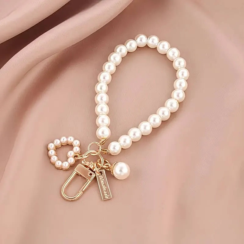 Pearl Wristlet Bag Charm Keychain