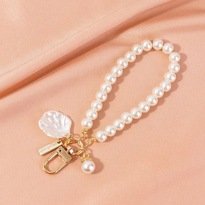 Pearl Wristlet Bag Charm Keychain