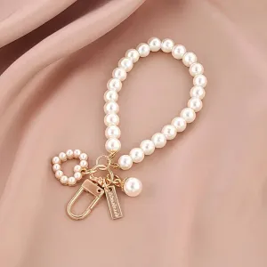 Pearl Wristlet Bag Charm Keychain