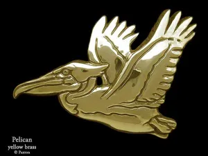 Pelican Belt Buckle Sterling Silver or Yellow Brass
