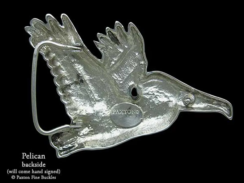 Pelican Belt Buckle Sterling Silver or Yellow Brass