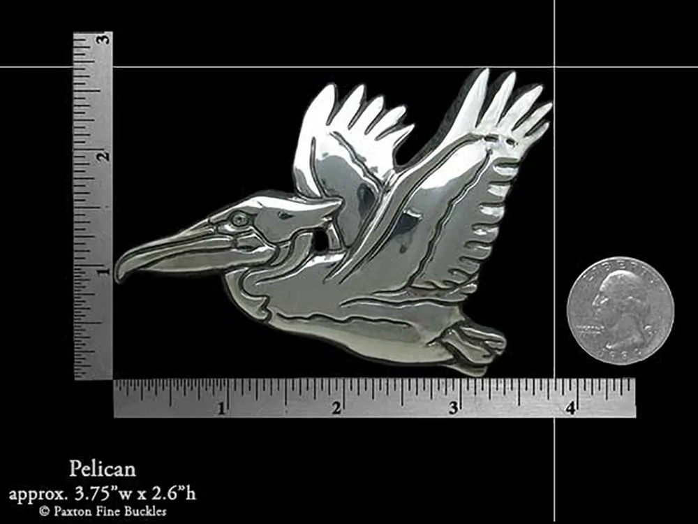 Pelican Belt Buckle Sterling Silver or Yellow Brass