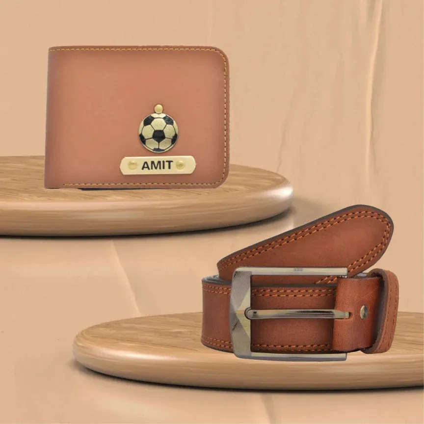 Perfect Vegan Leather Men's Wallet and Belt - Tan