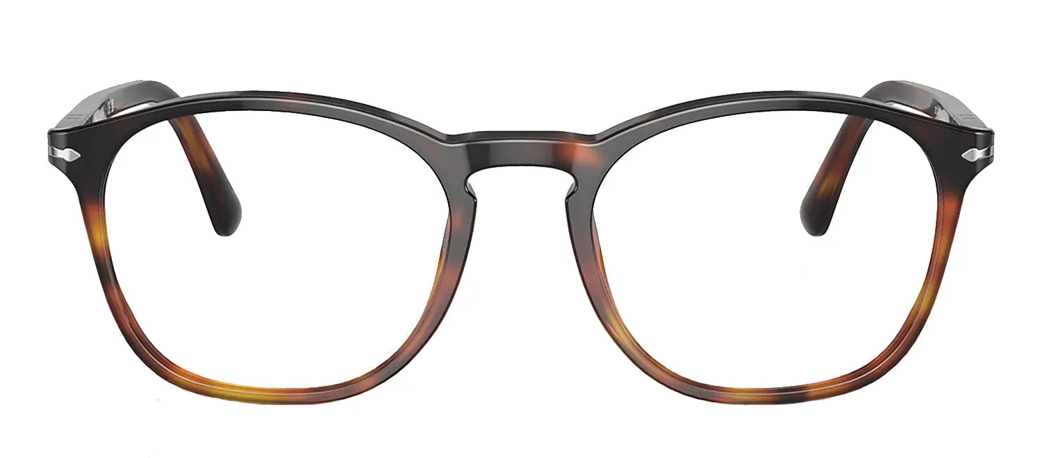 Persol PO 3007V 1160 Square Plastic Tortoise Eyeglasses with Logo Stamped Demo Lenses