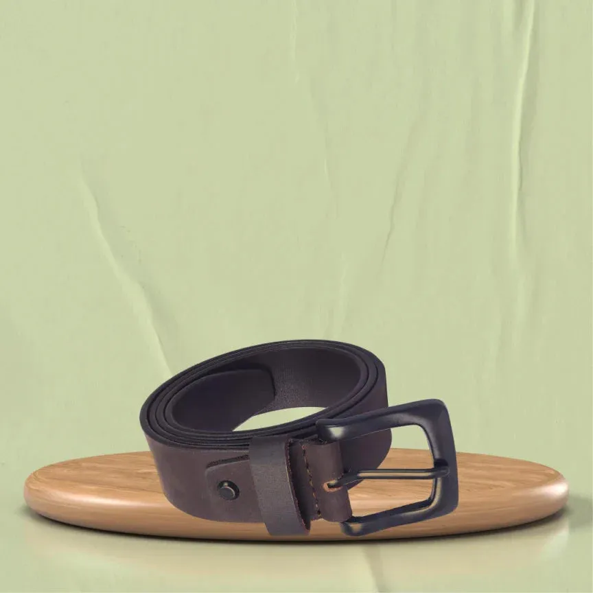 Personalized Leather Keychain and Belt for Men's - Brown