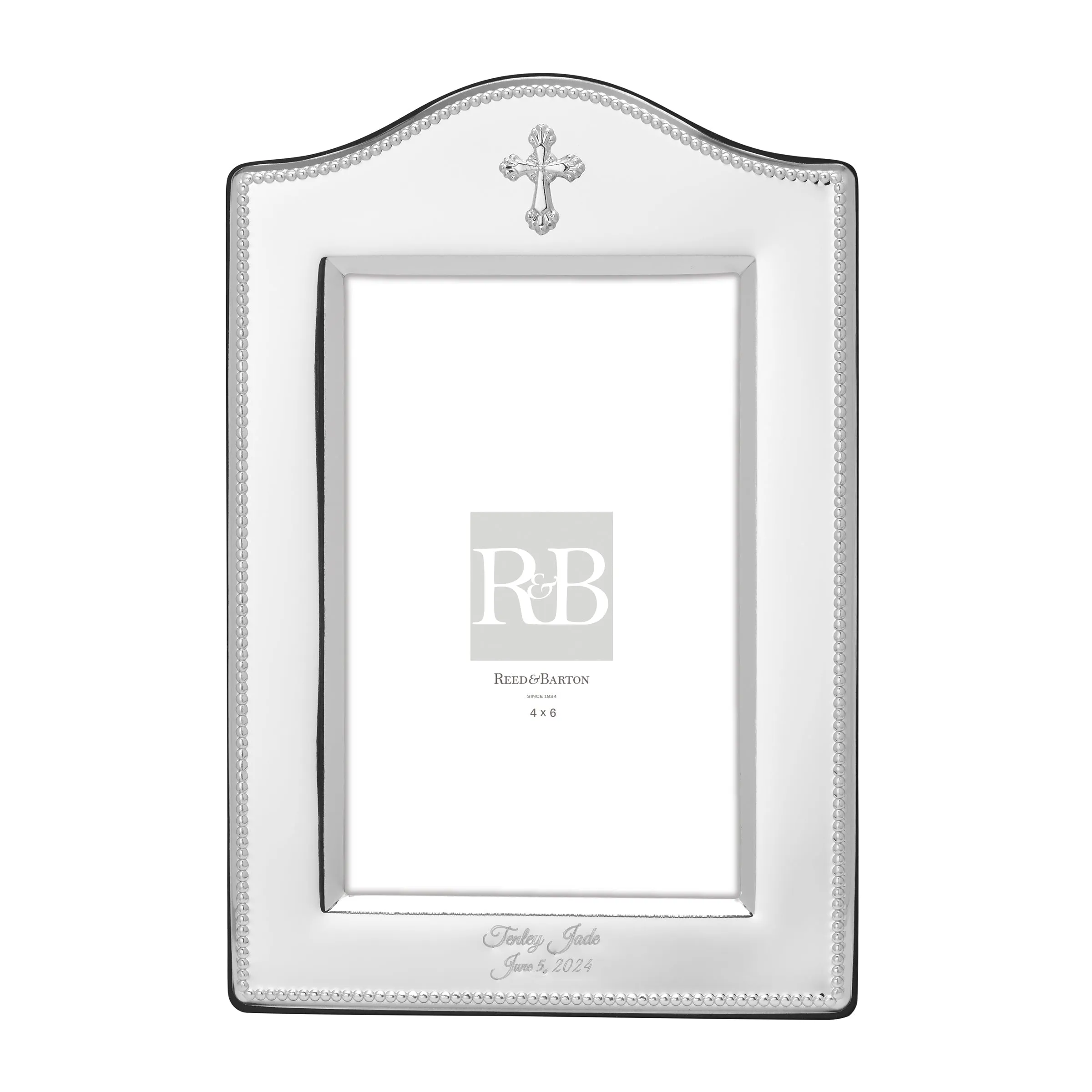 Personalized Silverplated Abbey Cross 4x6 Frame