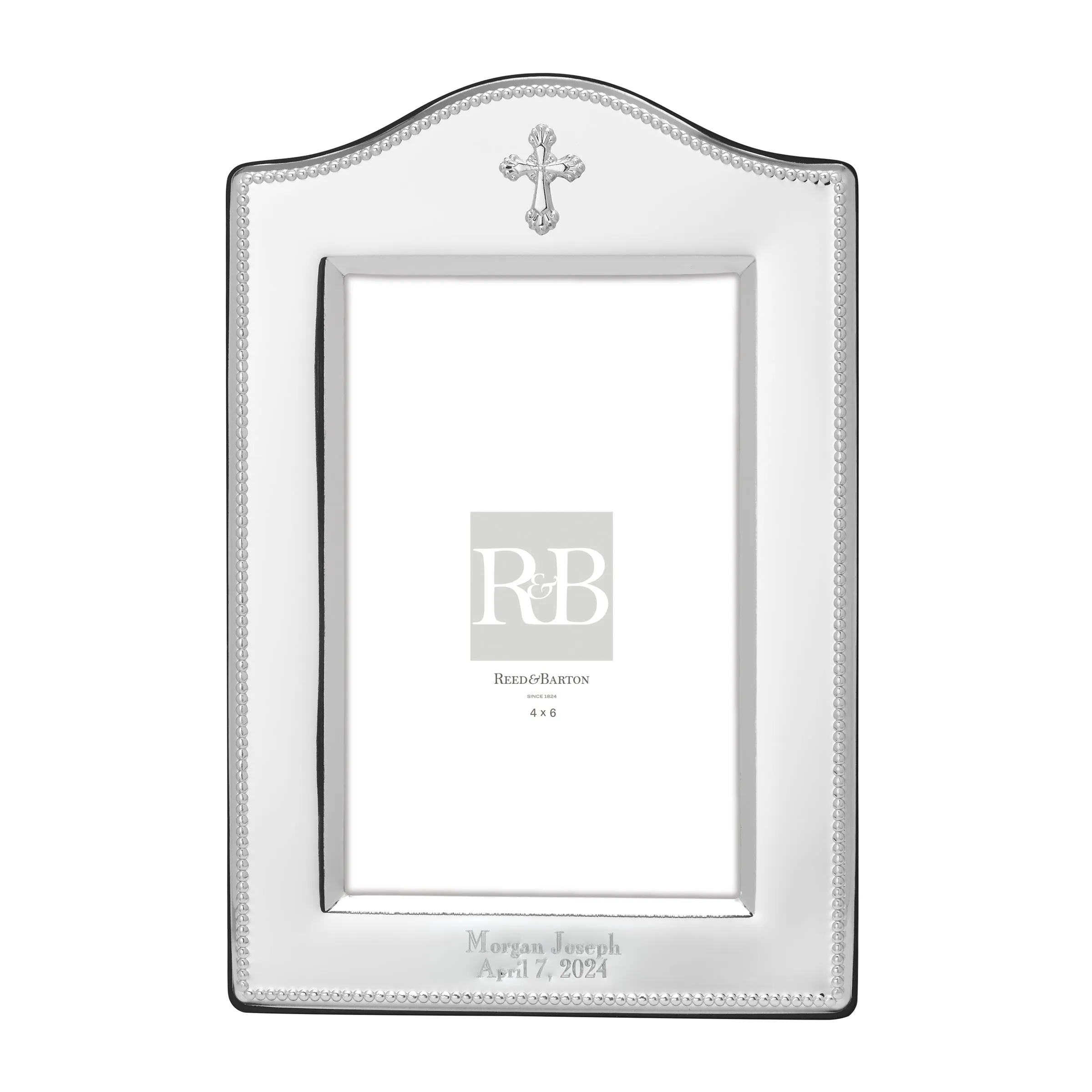 Personalized Silverplated Abbey Cross 4x6 Frame