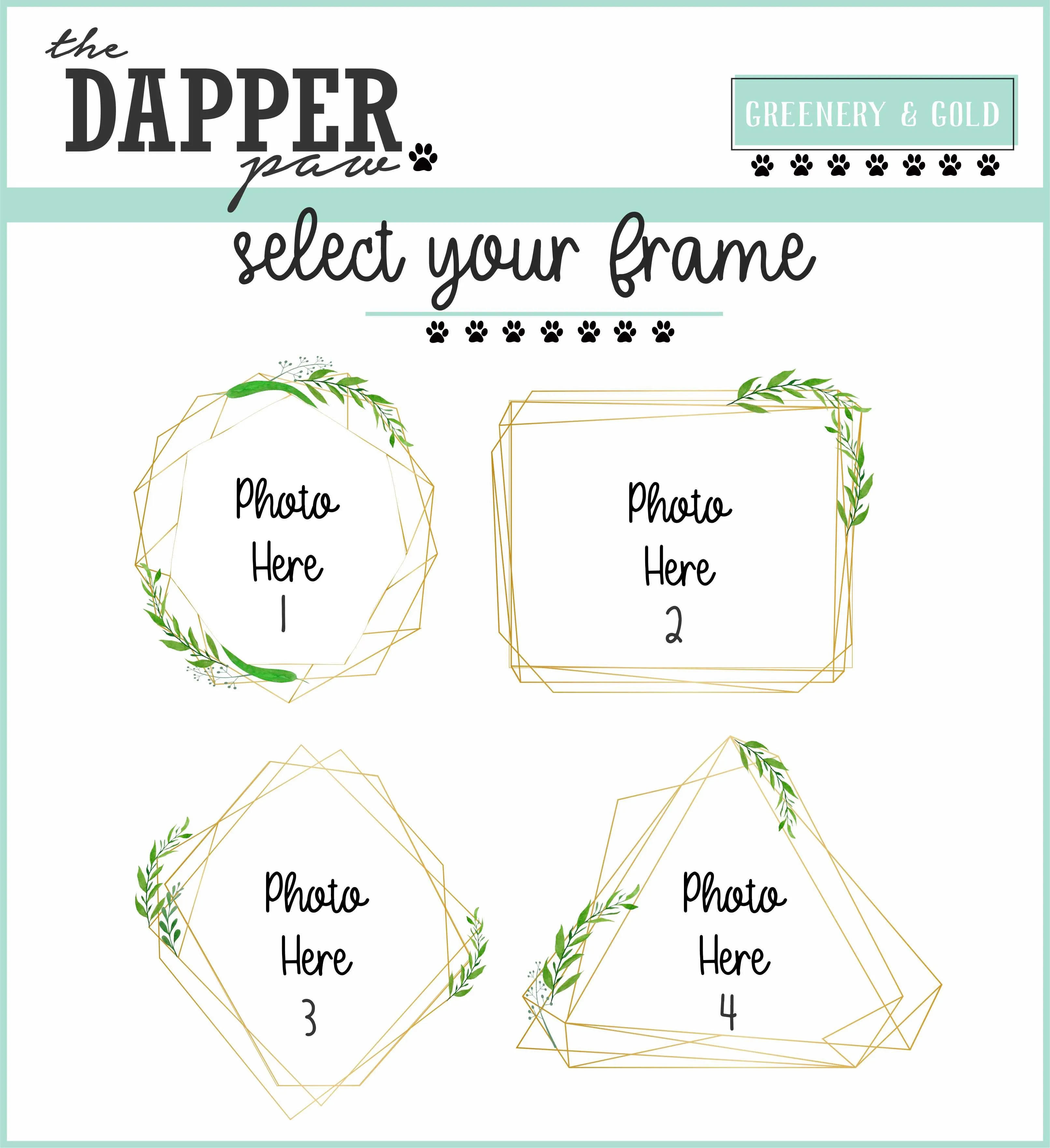Photo Mug - Greenery & Gold Frames