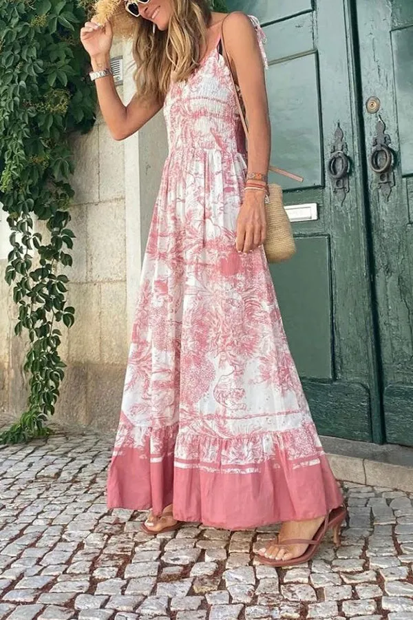 Pink print sling dress