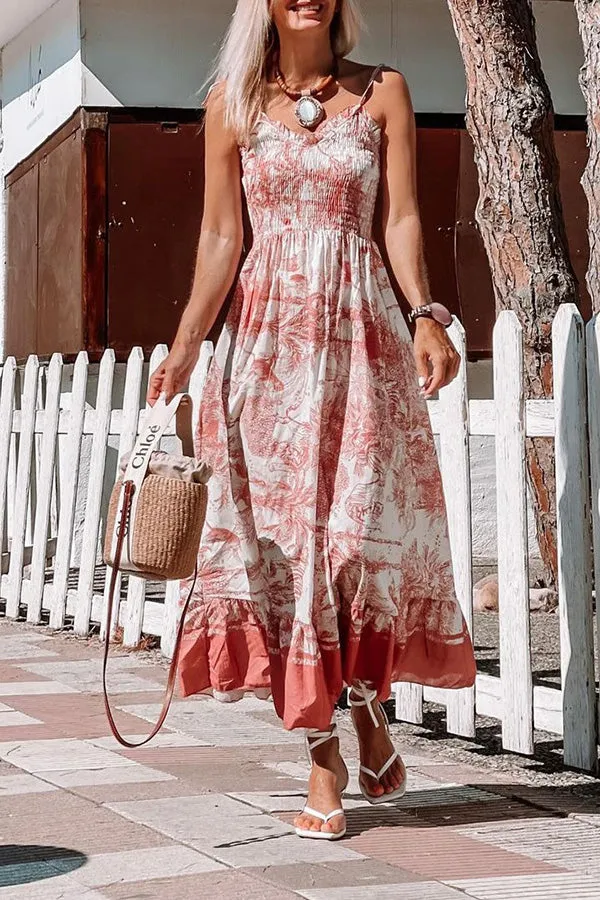 Pink print sling dress