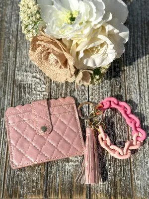Pink Quilted Wallet Wristlet