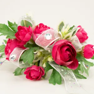 Pink Wrist Corsage with Rhinestones for Prom