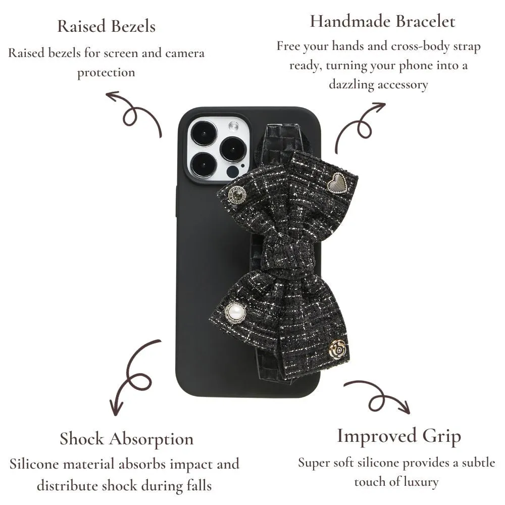 Plaid Bowknot Wristlet Phone Case