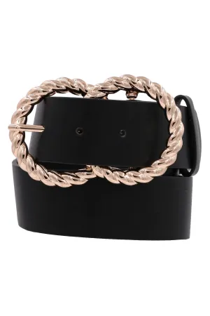 Plus Size Twisted Buckle Black Belt