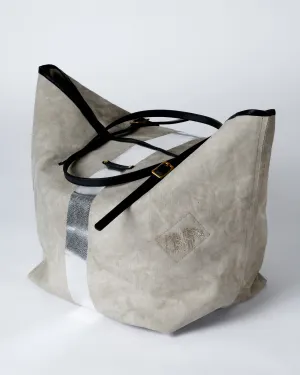 postal silver beach bag - washed mint and silver