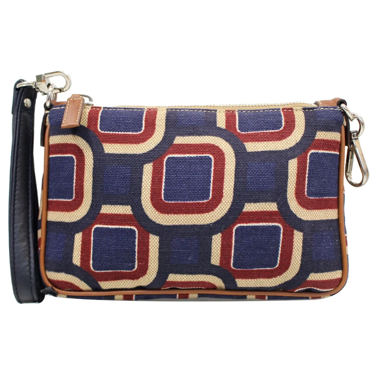 PRADA Check Printed Wristlet Pouch Multicolor