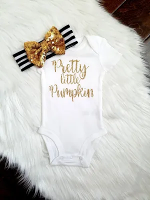 Pretty Little Pumpkin Onesie Baby's First Halloween Halloween Shirt
