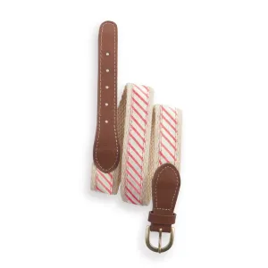 Printed Belt -- Red Seersucker Stripe