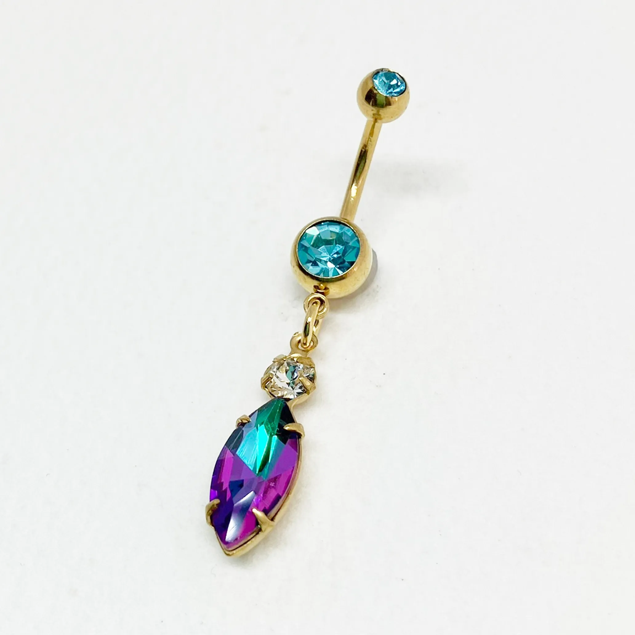 Purple Blue Gold AB Belly Button Ring