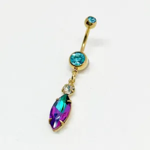 Purple Blue Gold AB Belly Button Ring