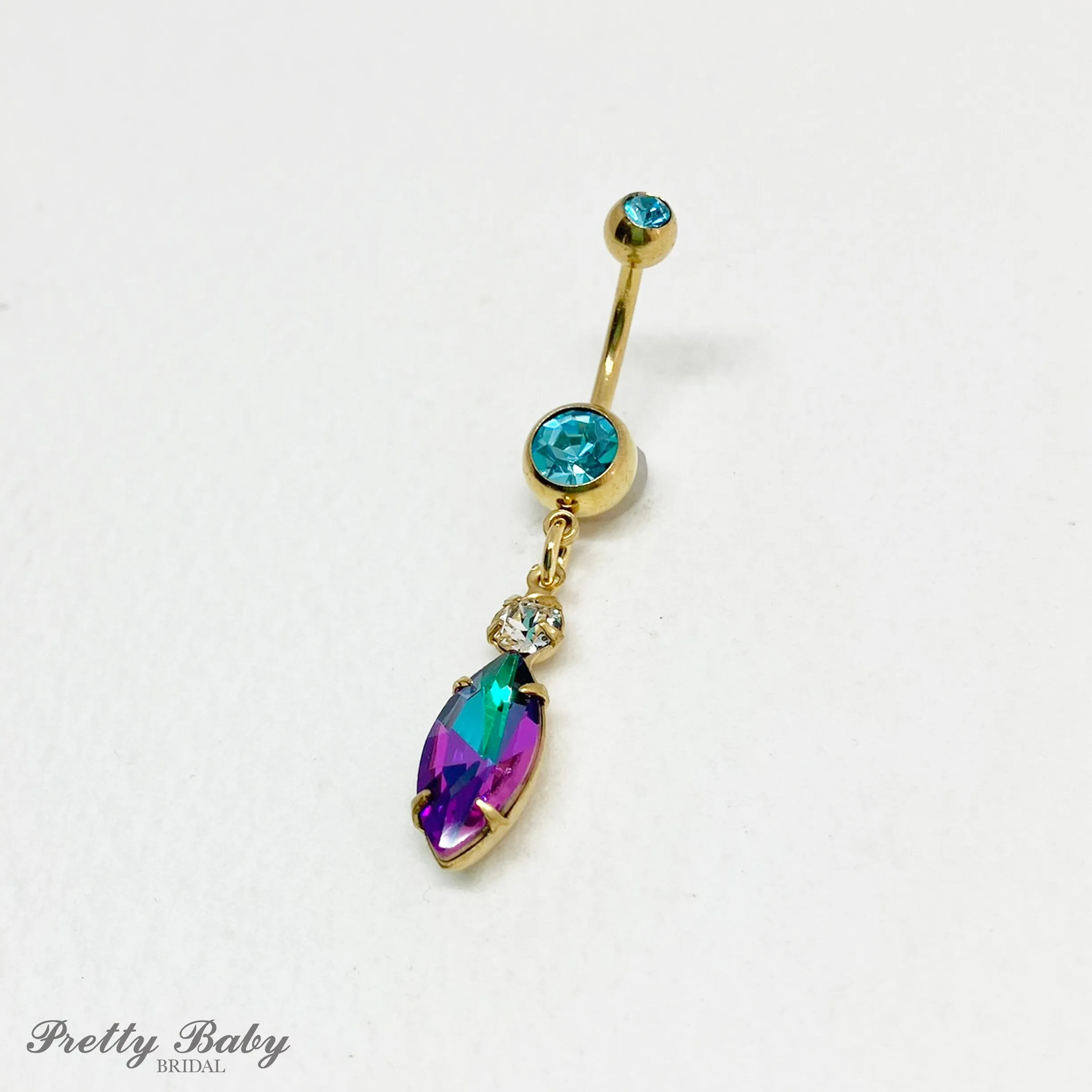 Purple Blue Gold AB Belly Button Ring