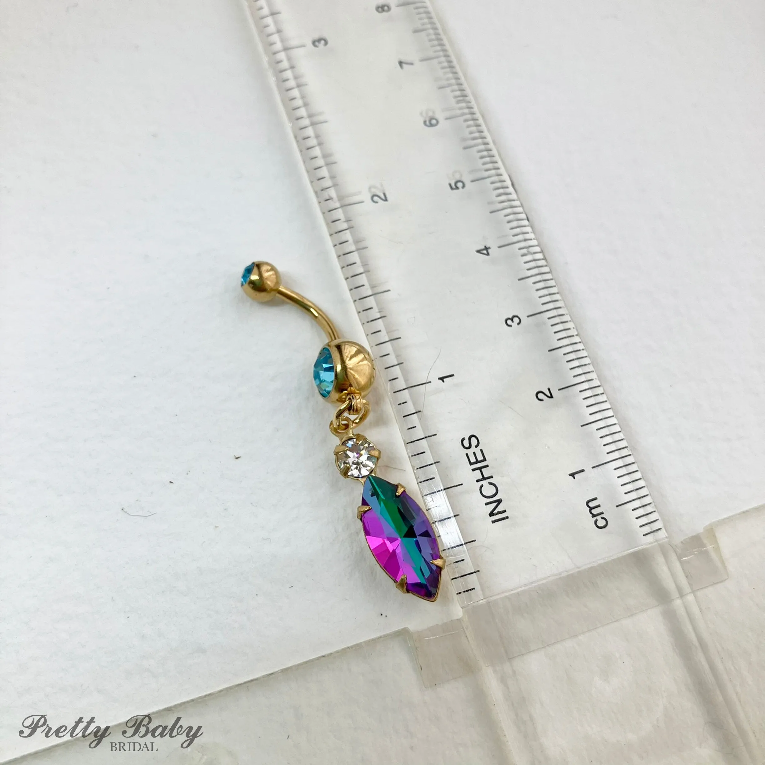 Purple Blue Gold AB Belly Button Ring
