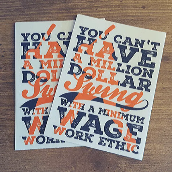"$1M Swing" Premium Design Clear Vinyl Stickers For Laptop Or Water Bottle
