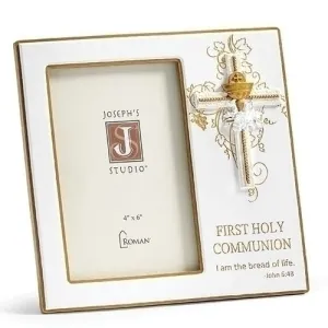 "I am the Bread of Life" Holy First Communion Frame With Chalice Cross  (7 1/2") for 4 x 6 picture