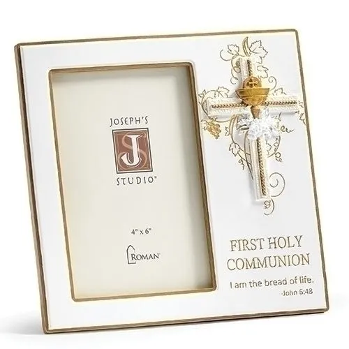 "I am the Bread of Life" Holy First Communion Frame With Chalice Cross  (7 1/2") for 4 x 6 picture