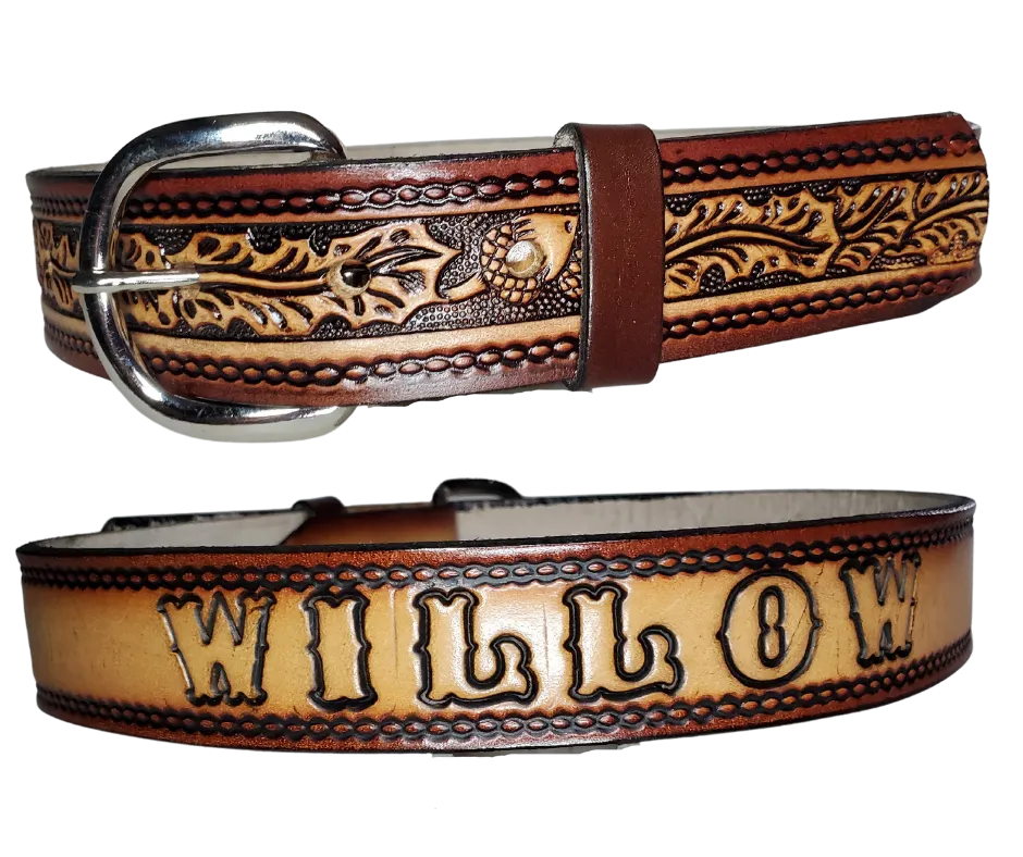 "Lil Oak & Acorn" KIDS/CHILDRENS NAME Leather Belt "Quick Ship"