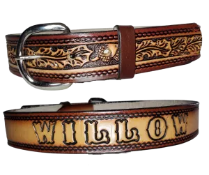 "Lil Oak & Acorn" KIDS/CHILDRENS NAME Leather Belt "Quick Ship"