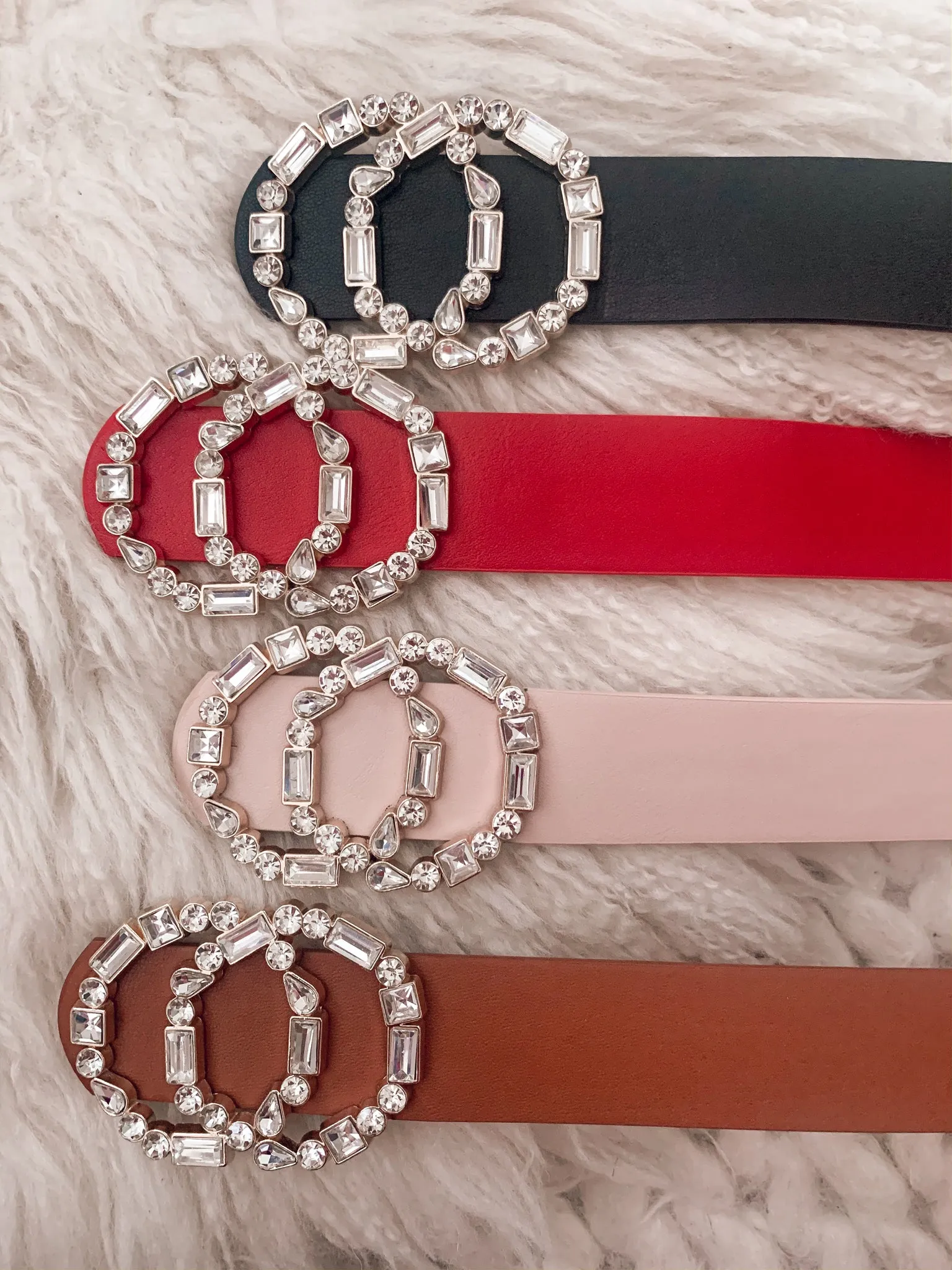 Rae Belt in Black, Red, Blush, & Cognac