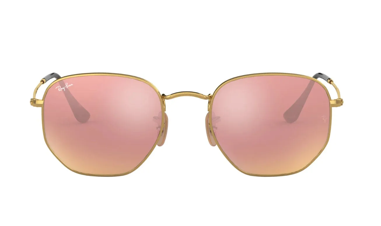 RAY-BAN Hexagonal Flat Lens Sunglasses - Gold - Copper Flash Lens