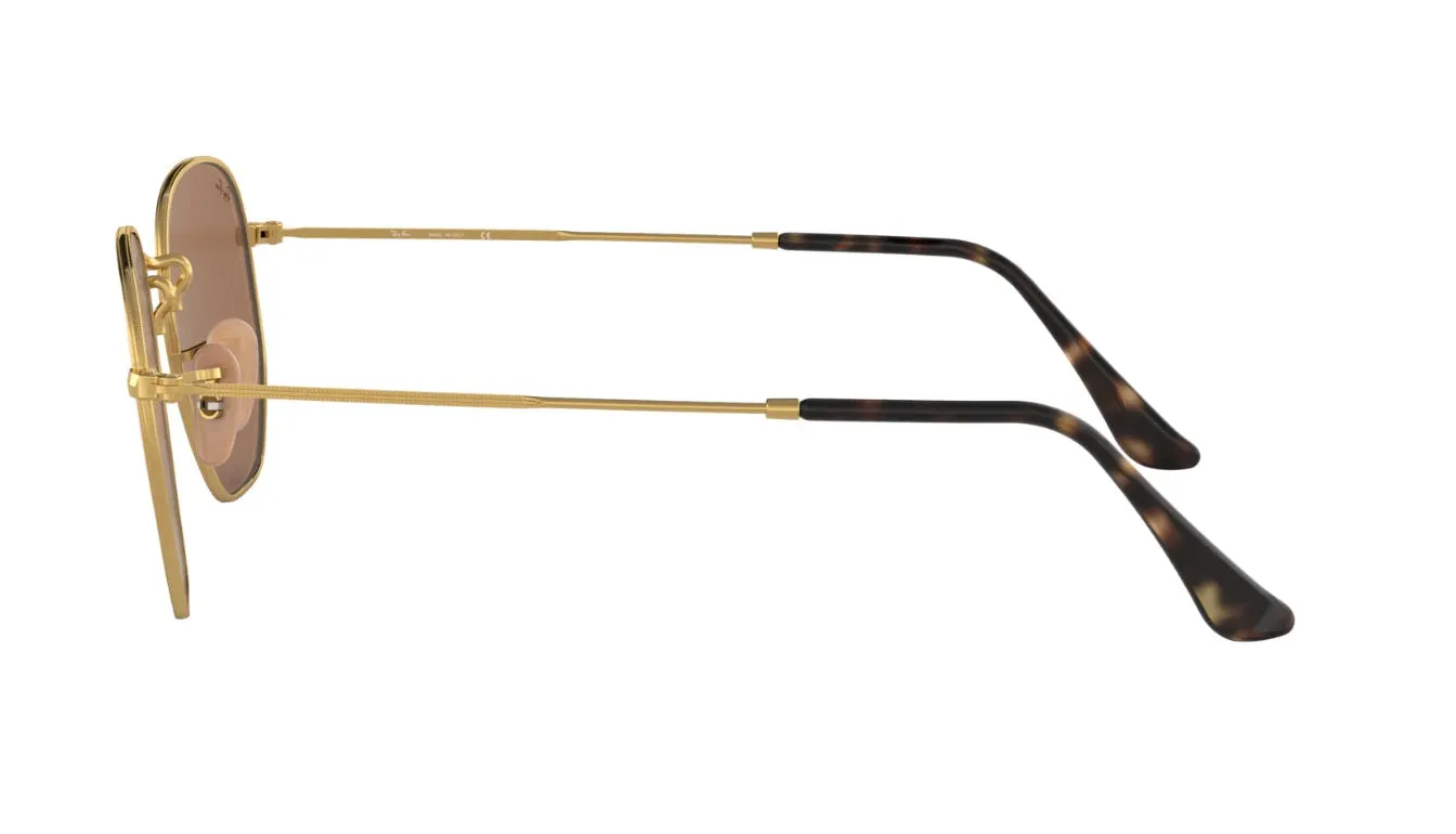 RAY-BAN Hexagonal Flat Lens Sunglasses - Gold - Copper Flash Lens