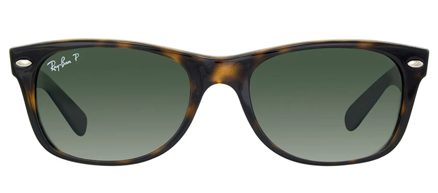 Ray-Ban New Wayfarer RB 2132 902/58 Wayfarer Plastic Tortoise/ Havana Sunglasses with Green Polarized Lens