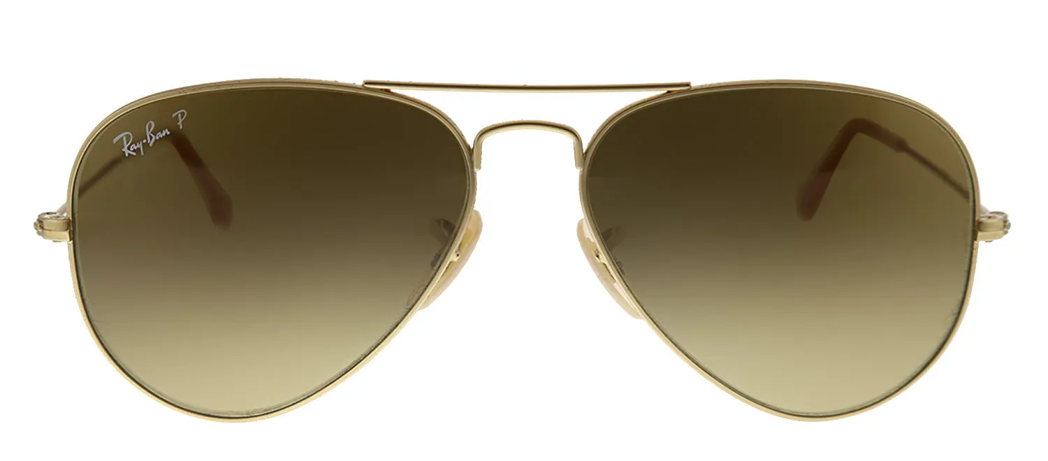 Ray-Ban RB 3025 112/M2 Aviator Metal Gold Sunglasses with Brown Gradient Lens