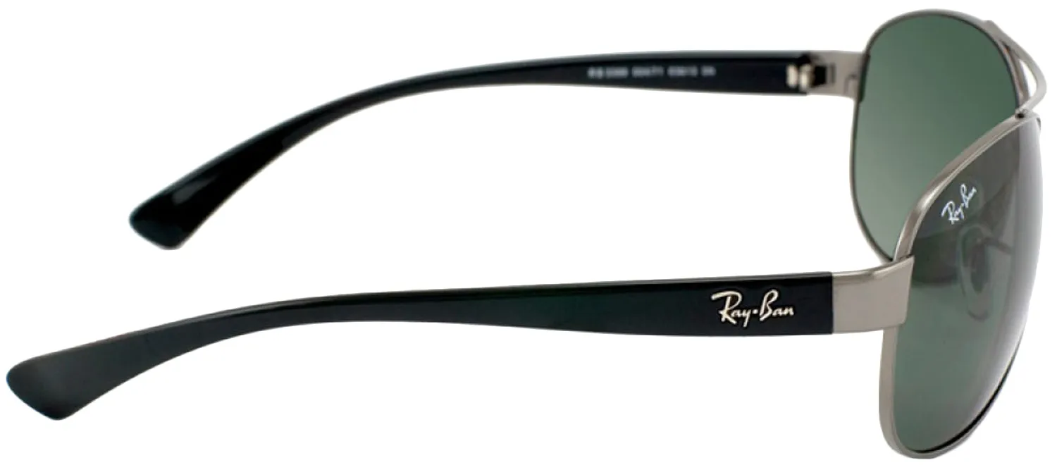 Ray-Ban RB 3386 004/71 Aviator Metal Ruthenium/ Gunmetal Sunglasses with Green Lens