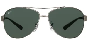 Ray-Ban RB 3386 004/71 Aviator Metal Ruthenium/ Gunmetal Sunglasses with Green Lens