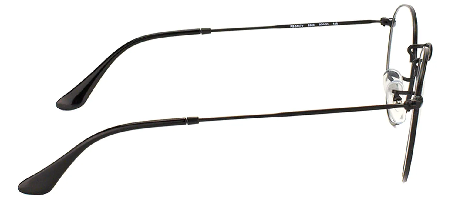 Ray-Ban RX 3447V 2503 Round Metal Black Eyeglasses with Demo Lens