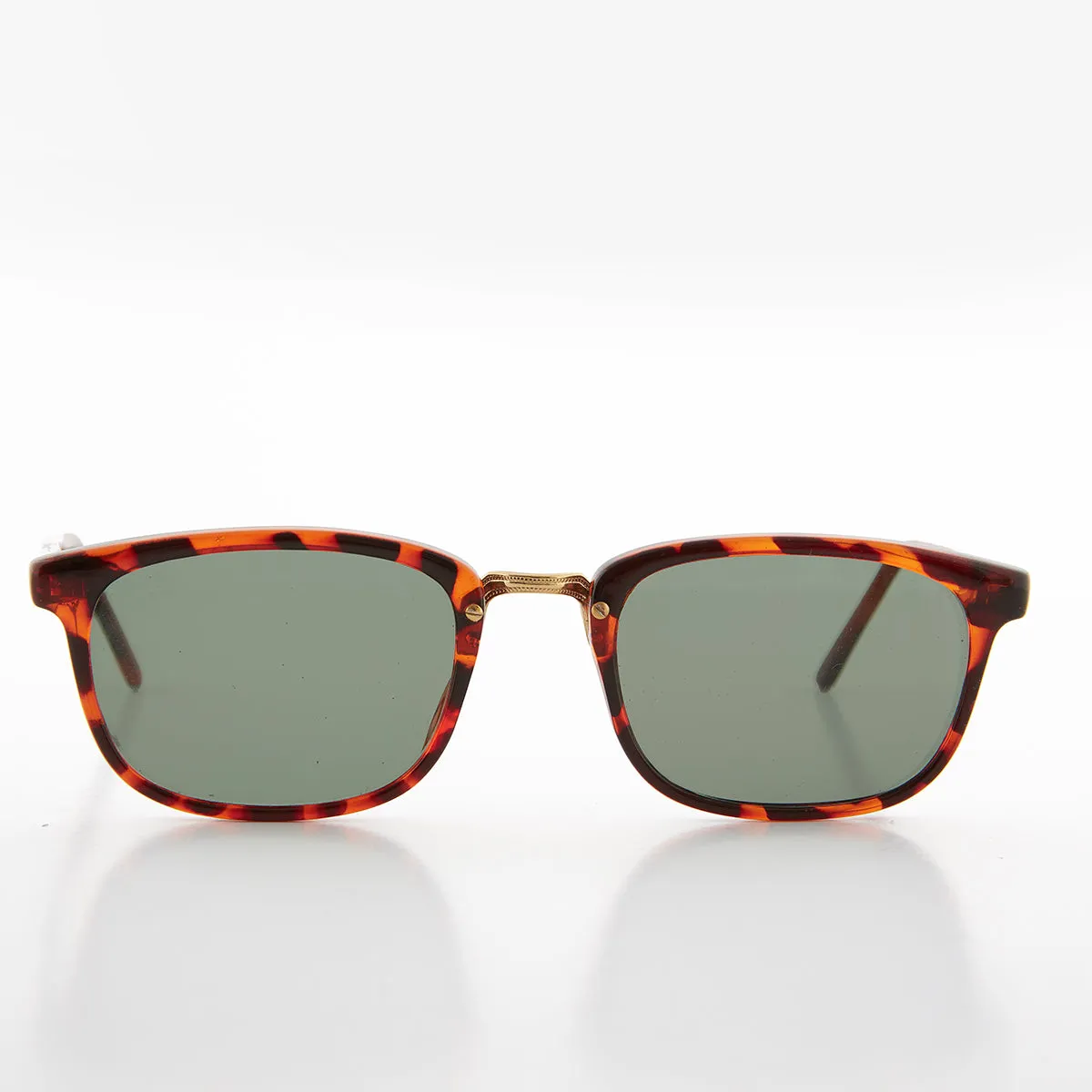 Rectangular Preppy Vintage Horn Rim Sunglass with Glass Lens - Spence