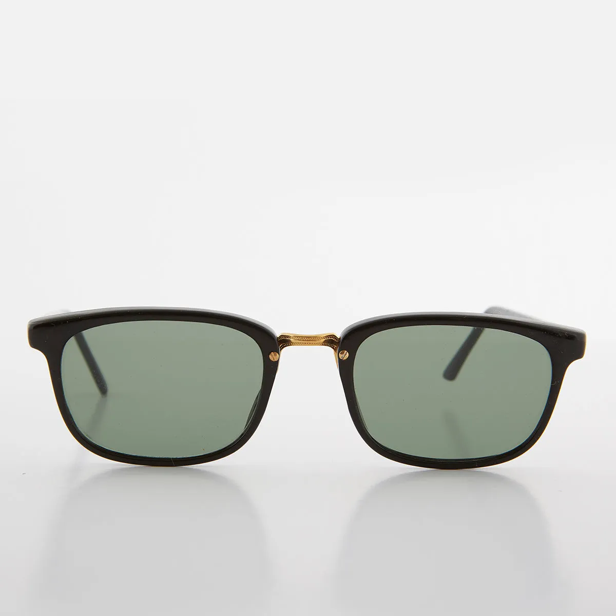 Rectangular Preppy Vintage Horn Rim Sunglass with Glass Lens - Spence