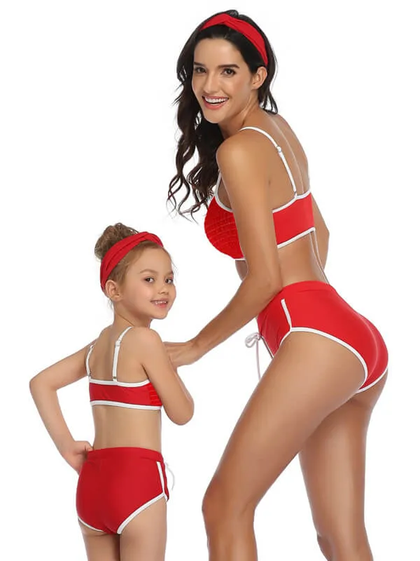 Red Sporty Mom And Daughter Bikinis